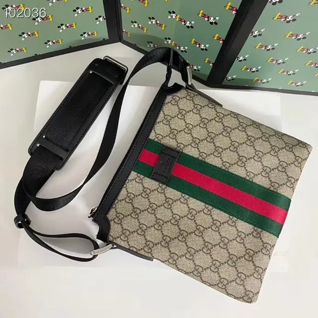 Gucci Ophidia GG Monogram Canvas Red Green Web Stripe Crossbody Bag 5
