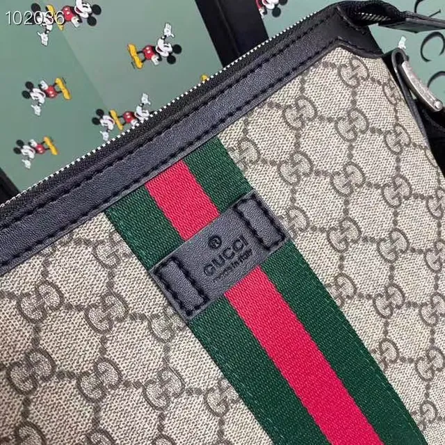 Gucci Ophidia GG Monogram Canvas Red Green Web Stripe Crossbody Bag 7