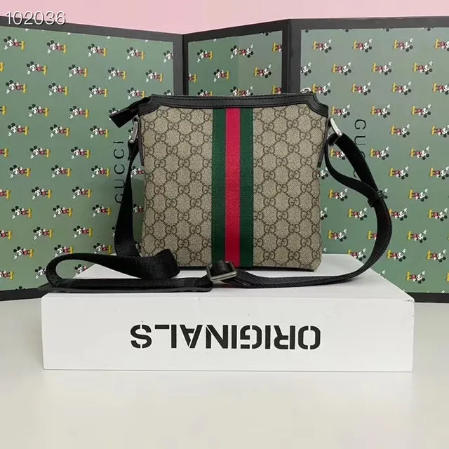 Gucci Ophidia GG Monogram Canvas Red Green Web Stripe Crossbody Bag 8