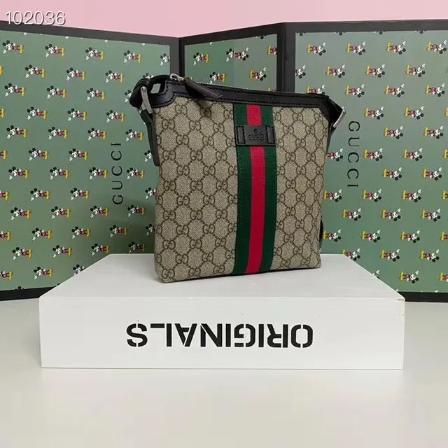 Gucci Ophidia GG Monogram Canvas Red Green Web Stripe Crossbody Bag 9