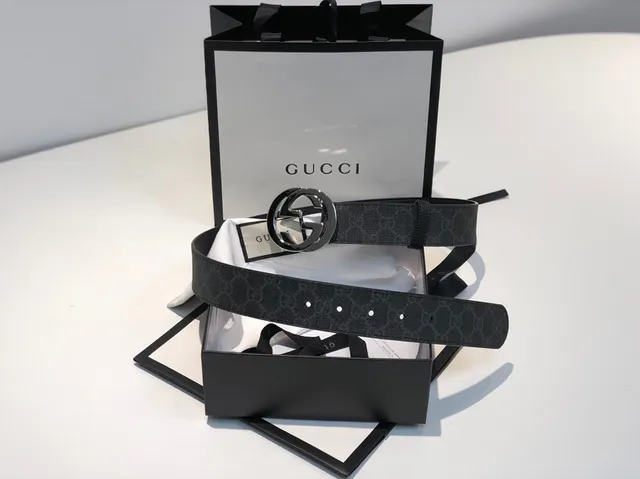 Gucci Ophidia Interlocking G Belt Black Woven Leather Belt 3