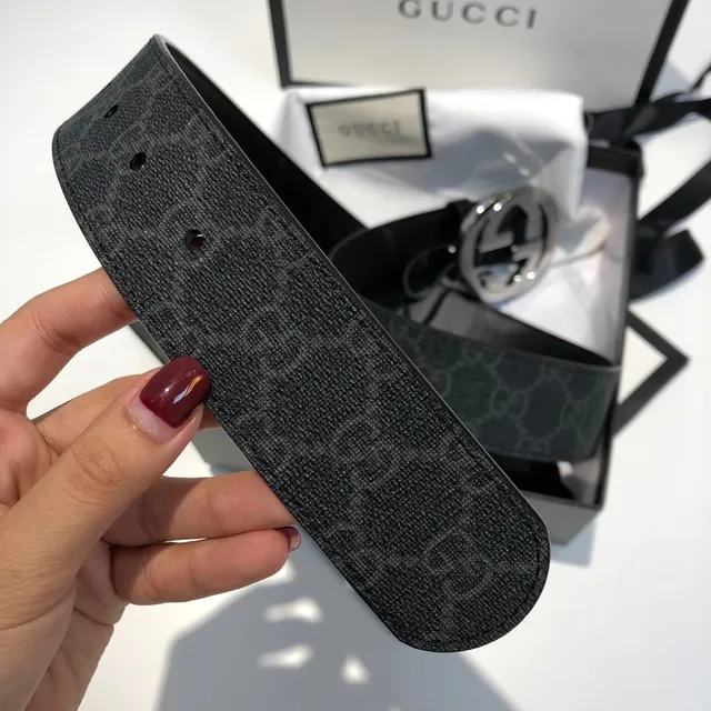 Gucci Ophidia Interlocking G Belt Black Woven Leather Belt 4
