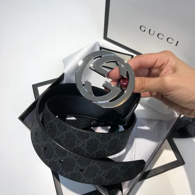 Gucci Ophidia Interlocking G Belt Black Woven Leather Belt 5