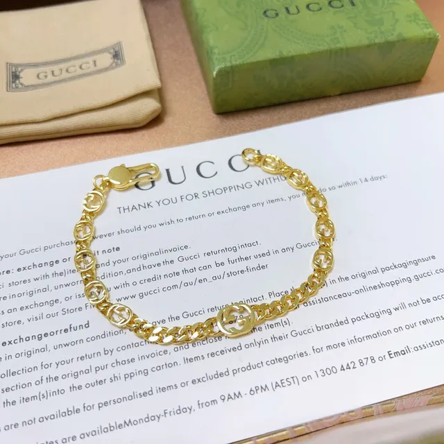 Gucci Ophidia Interlocking G Gold-Tone Chain Bracelet 9