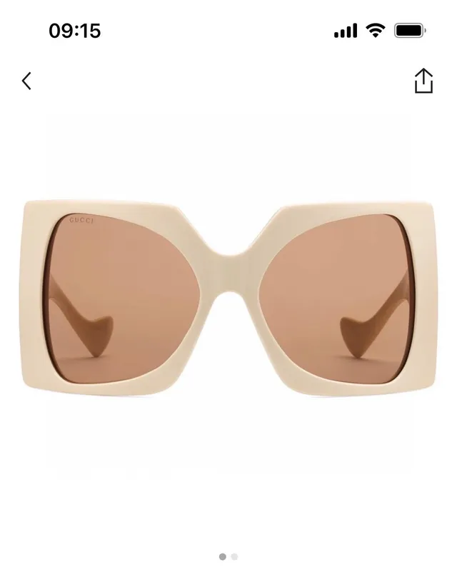 Gucci Oversized Geometric Square Black Frame Gray-Green Gradient Sunglasses 8
