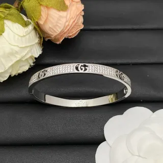 Gucci Pavé Interlocking GG Logo Silver-Tone Bracelet