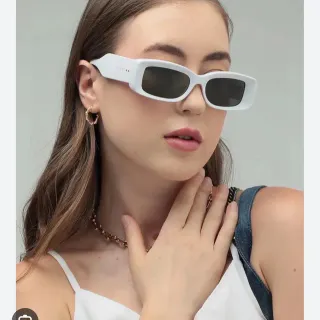 Gucci نظارات شمسية إطار مستطيل ضيق أبيض