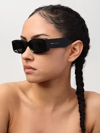 Gucci Rectangular Narrow Frame White Sunglasses 9