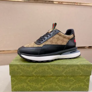 Gucci Rhyton Beige and Black GG Monogram Chunky Sneakers