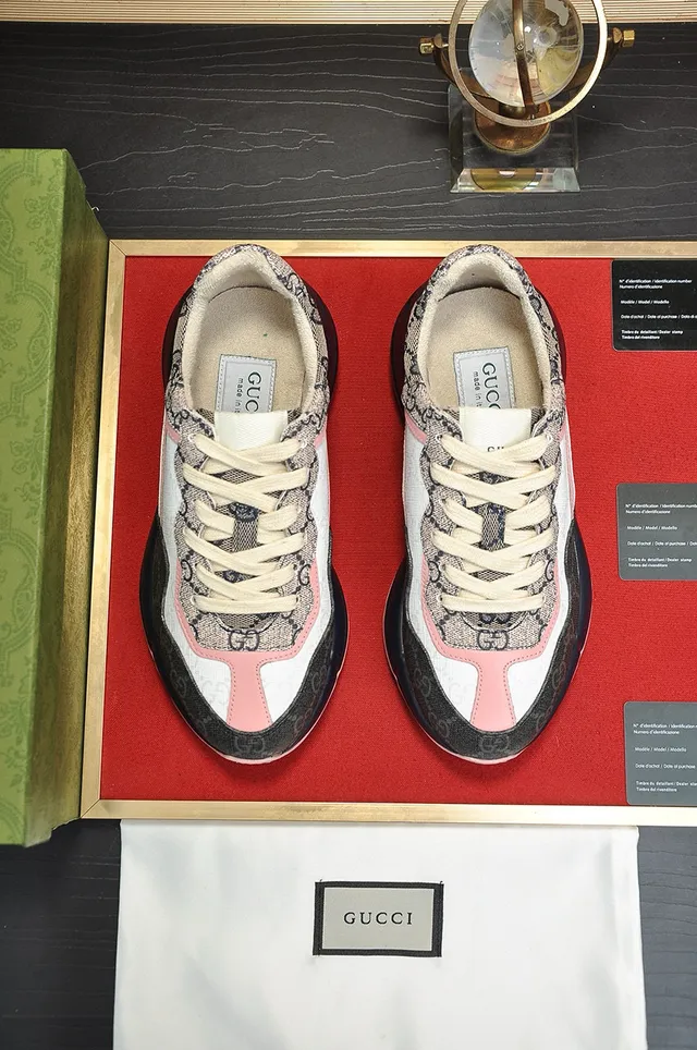 Gucci Rhyton GG Monogram Bordure Rose Sneakers Épaisses 4