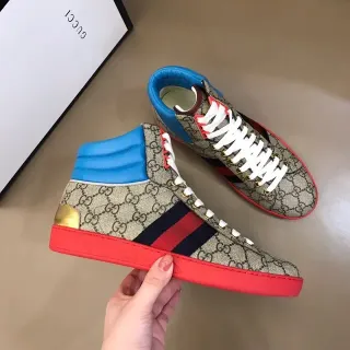 Gucci Screener beige azul rojo raya web estilo de vida zapatillas