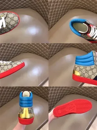 Gucci Screener Beige Blue Red Web Stripe Lifestyle Sneakers 4