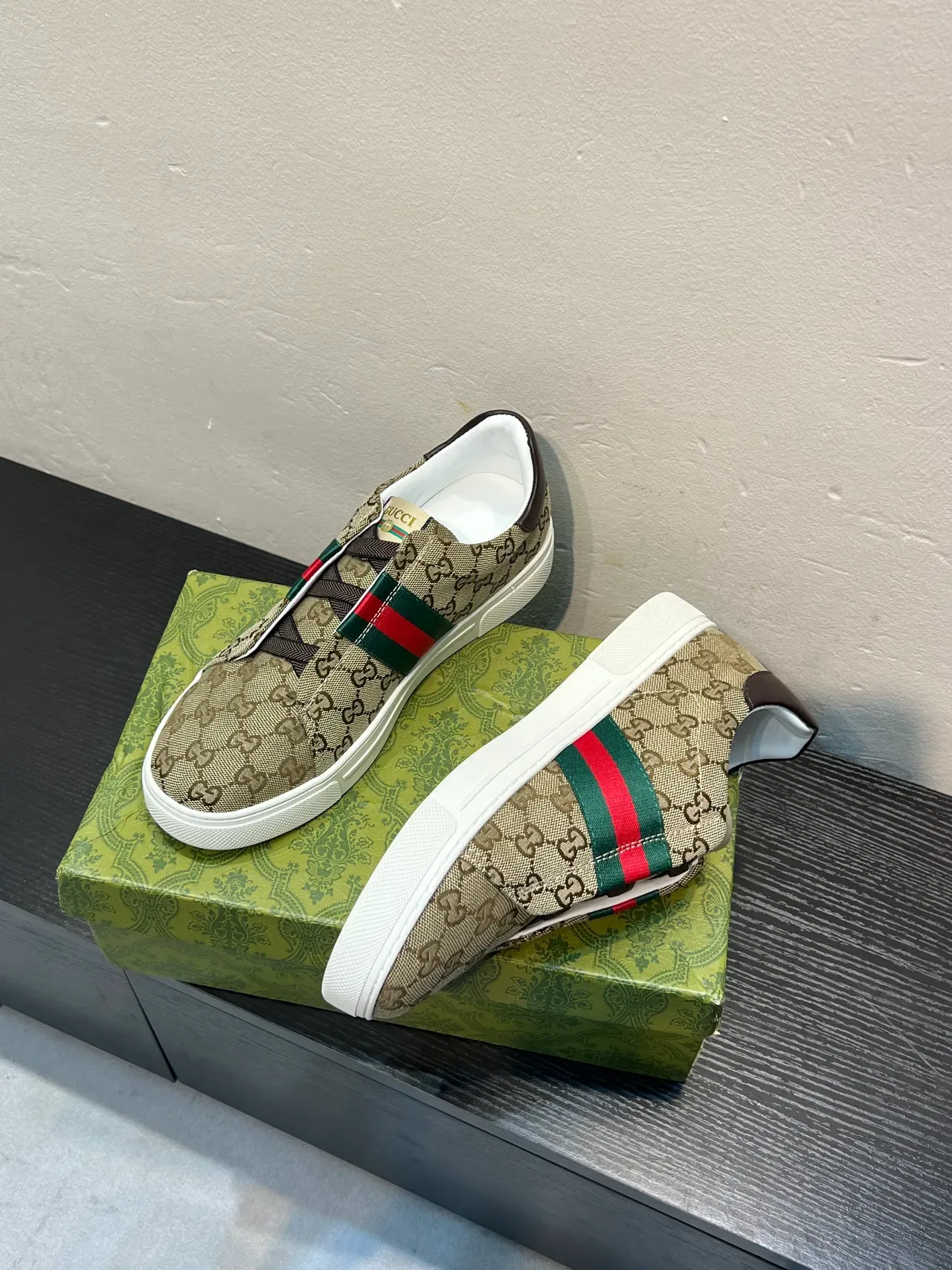 Gucci Screener bege GG Monogram canvas Slip-On Lifestyle sneakers 4
