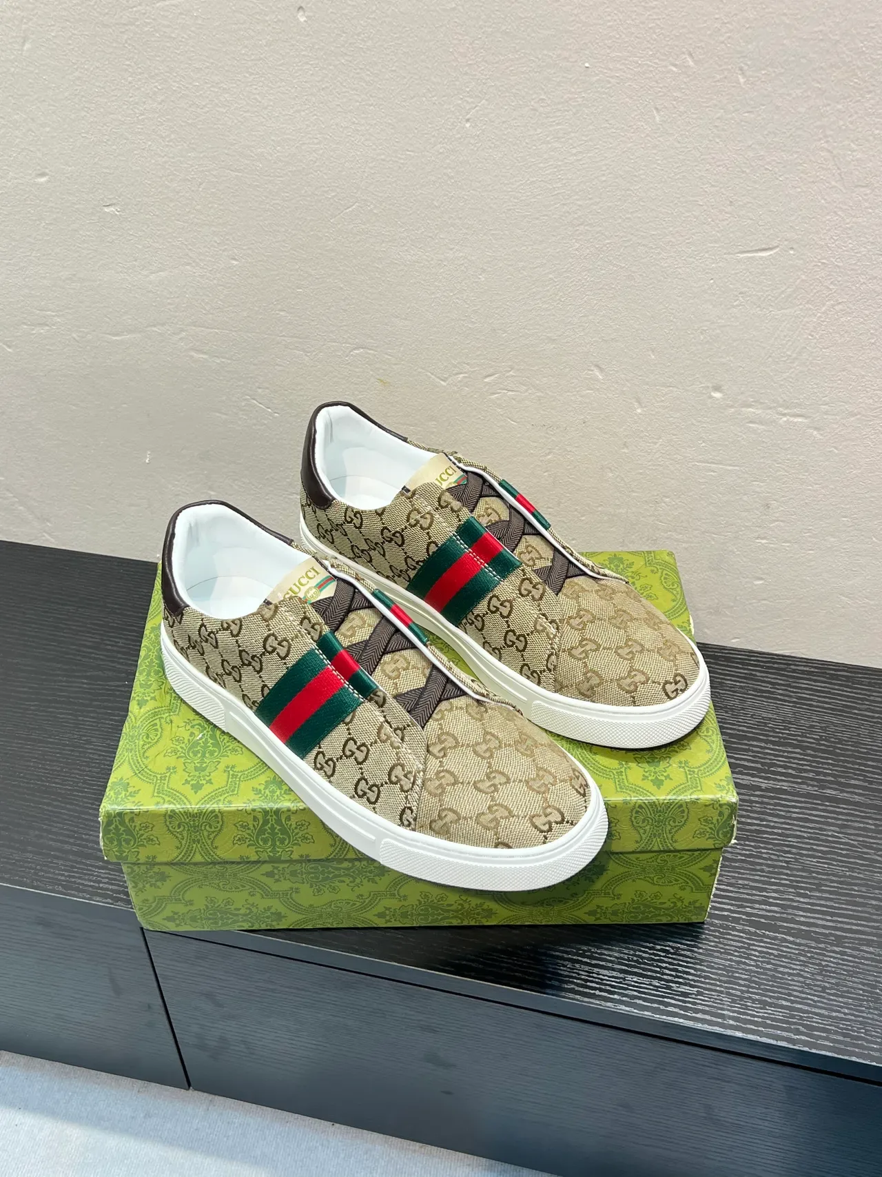 Gucci Screener bege GG Monogram canvas Slip-On Lifestyle sneakers 5