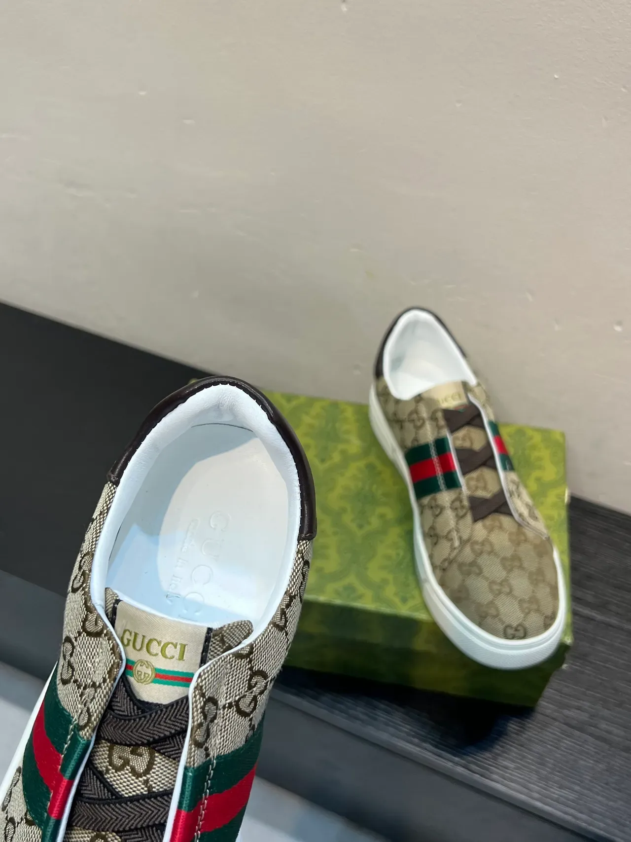Gucci Screener bege GG Monogram canvas Slip-On Lifestyle sneakers 7