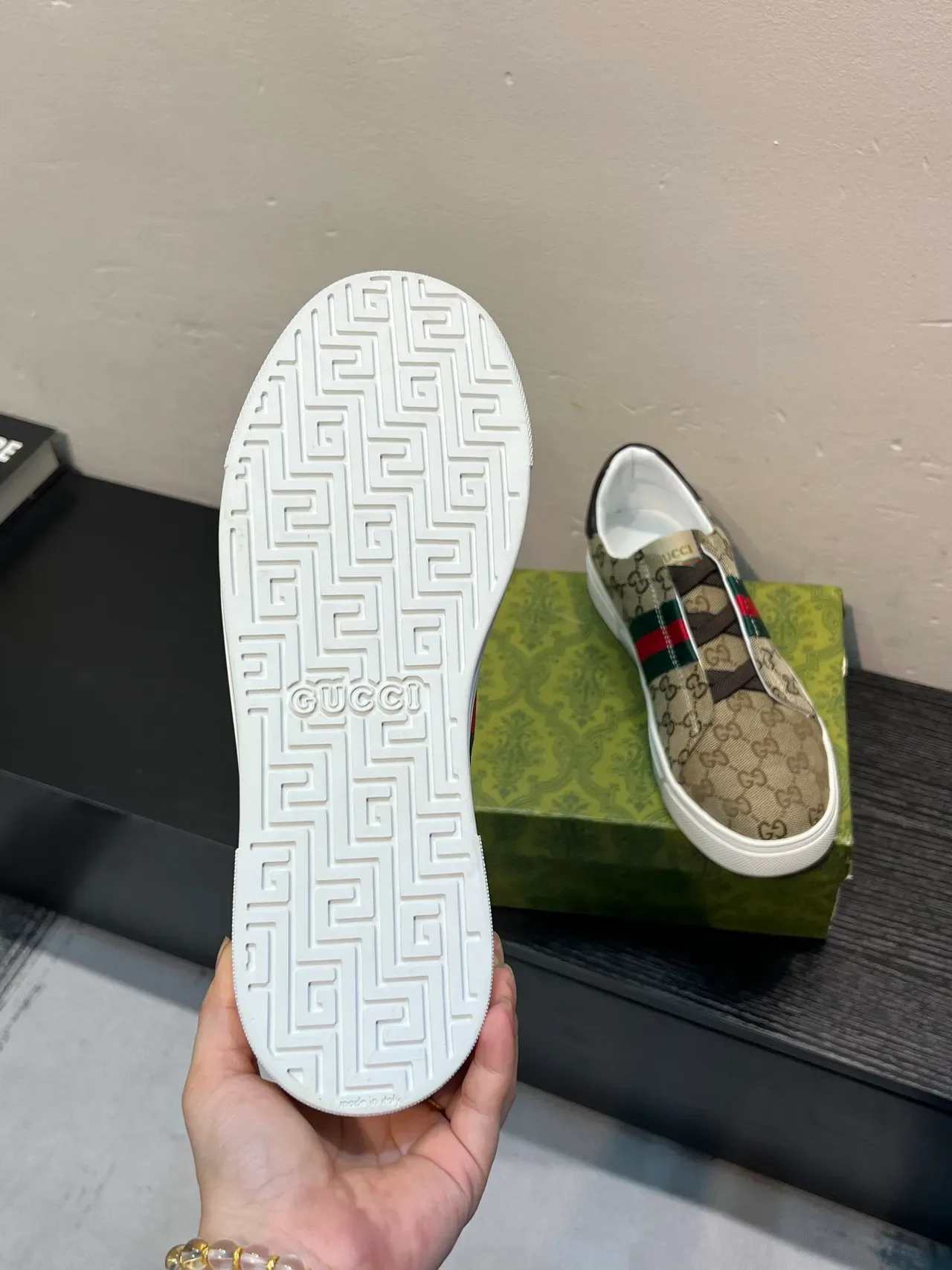 Gucci Screener bege GG Monogram canvas Slip-On Lifestyle sneakers 9