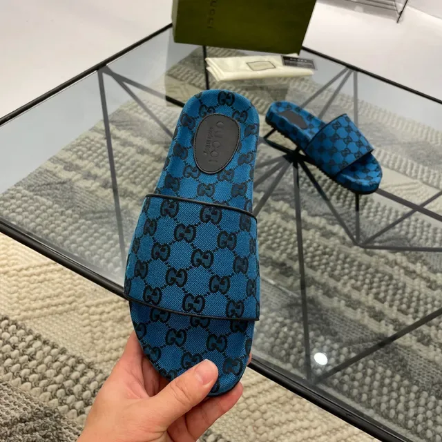 Gucci Screener Blue GG Jacquard Slippers 3