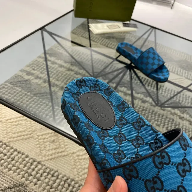 Gucci Screener Blue GG Jacquard Slippers 5