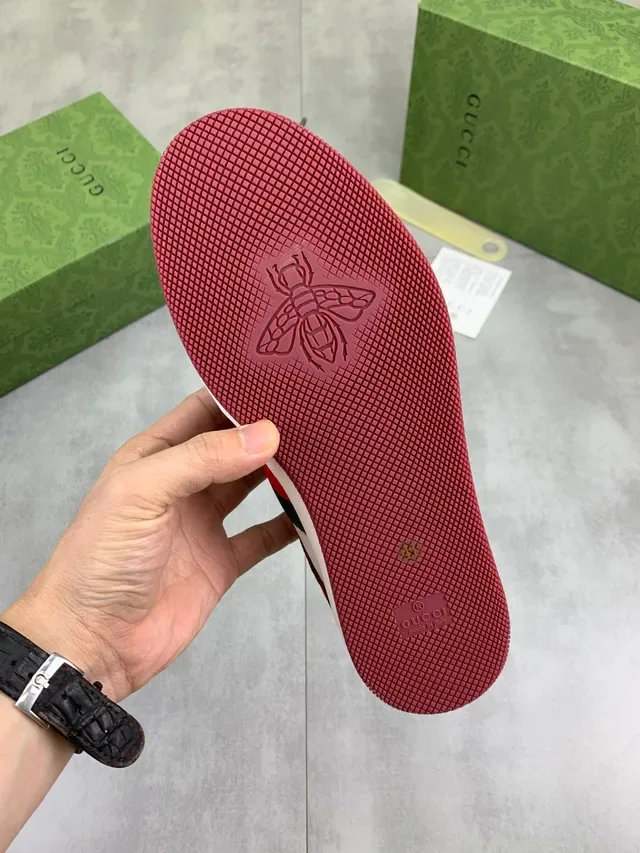 Gucci Screener বার্গন্ডি সাদা সবুজ লাল ওয়েব স্ট্রাইপ লাইফস্টাইল স্নিকার্স 3