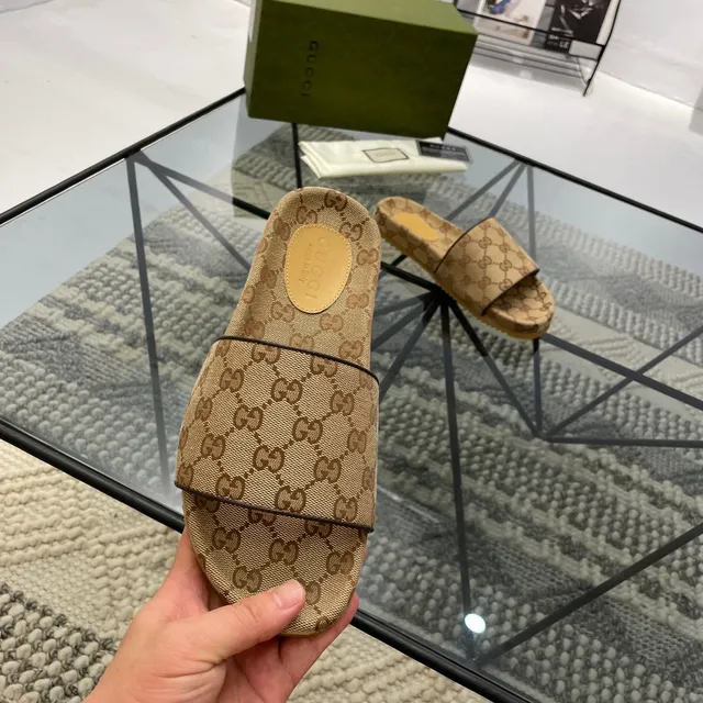 Gucci Screener GG Monogram Beige Brown Slippers 3