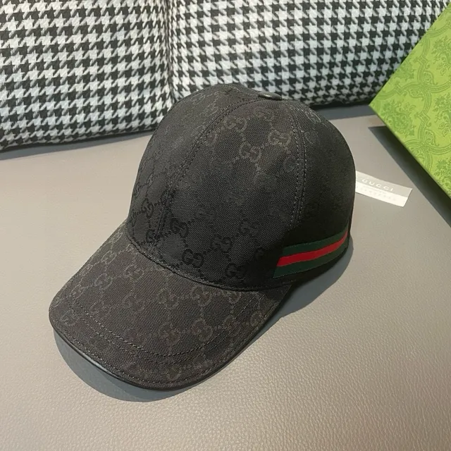 Gucci Screener GG Monogram Black Web Stripe 棒球帽 4