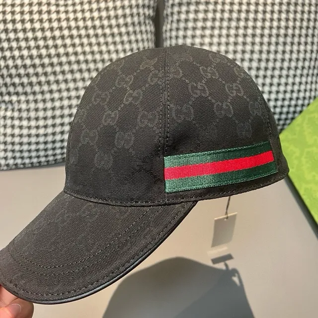 Gucci Screener GG Monogram Black Web Stripe 棒球帽 5