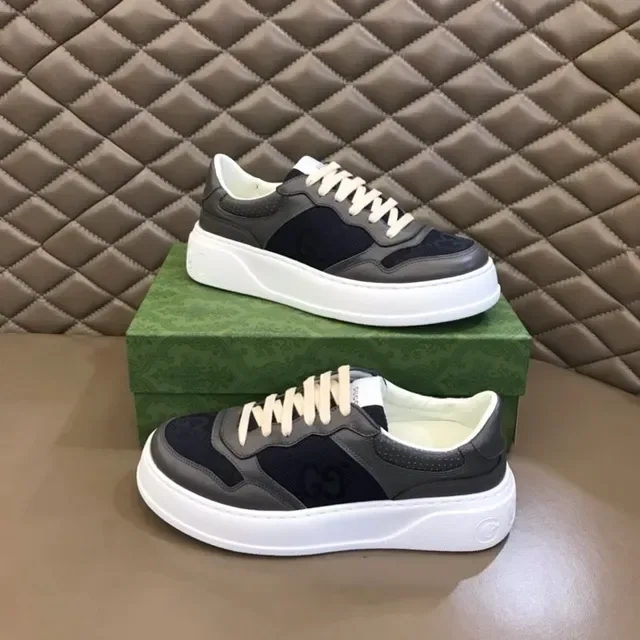 Gucci Screener رمادي أسود وأبيض أسلوب حياة أحذية رياضية 4