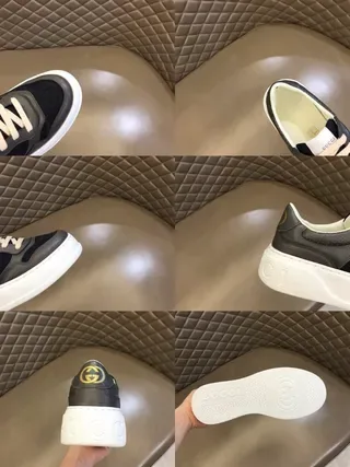 Gucci Screener رمادي أسود وأبيض أسلوب حياة أحذية رياضية 9