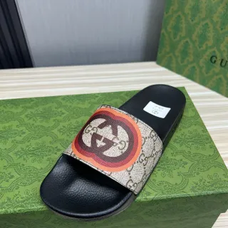 Gucci Screener Monogram 帆布 Interlocking G 鞋带 拖鞋