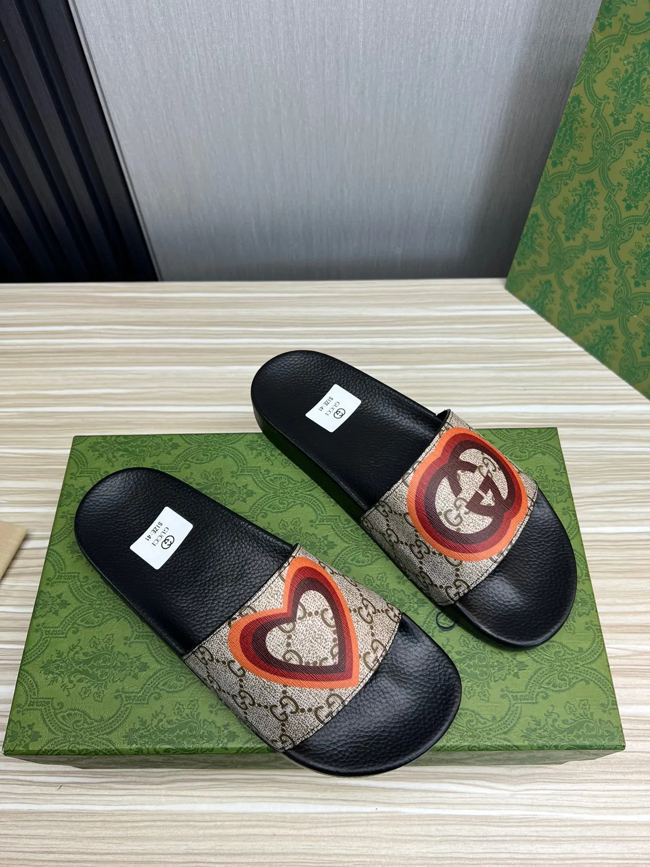 Gucci Screener Monogram Canvas Interlocking G Strap Slippers 6