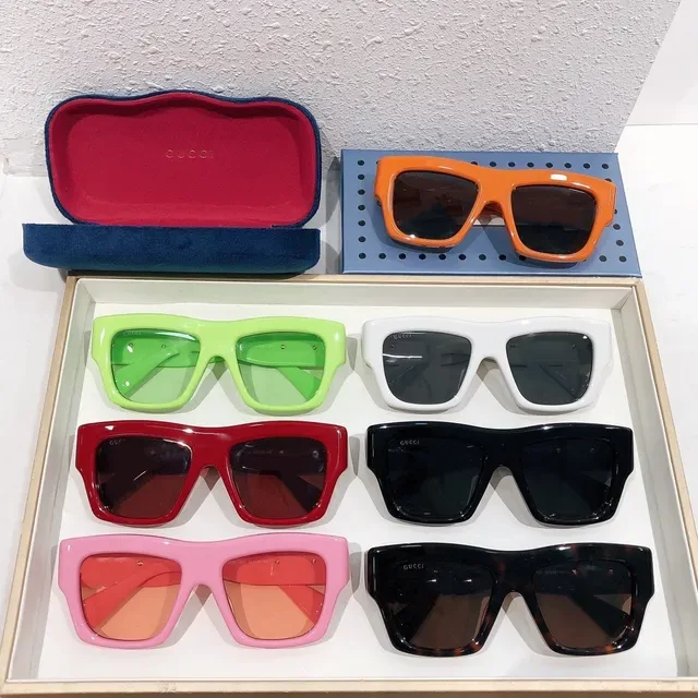 Gucci Screener Laranja Óculos de Sol Bold Retangular 2