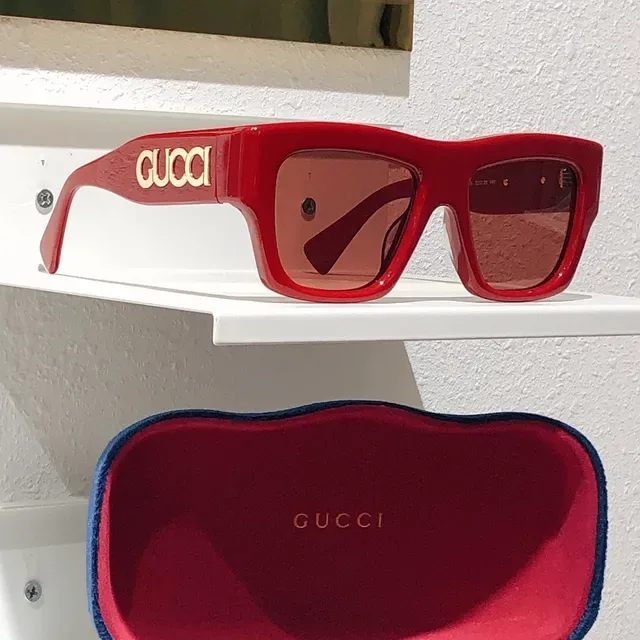 Gucci Screener Laranja Óculos de Sol Bold Retangular 4