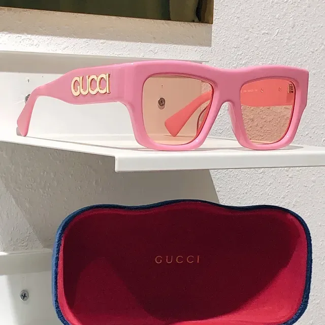 Gucci Screener Laranja Óculos de Sol Bold Retangular 7