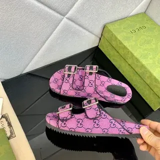 Gucci Screener rosa GG Monogram zapatillas deslizantes