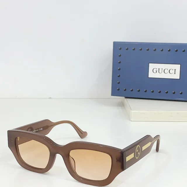Gucci Screener Vermelho Rosa Moldura Retangular de Acetato Grosso Patas Óculos de Sol 7
