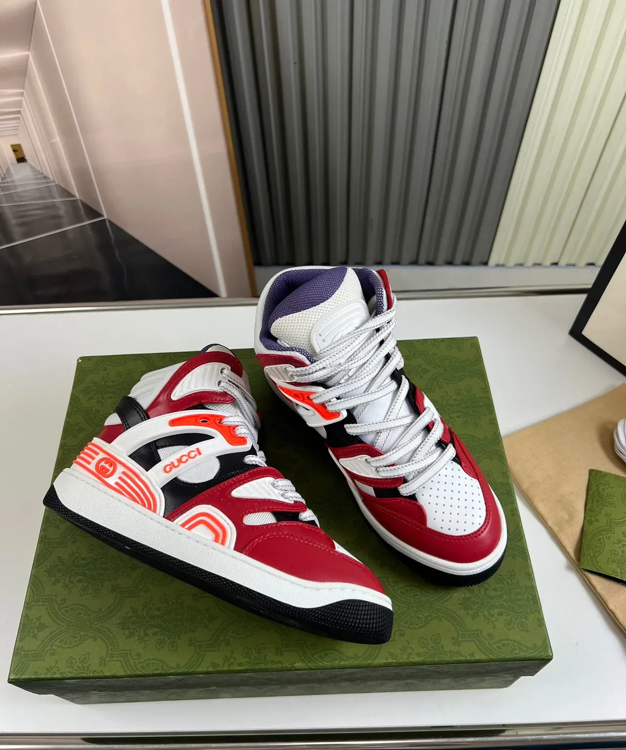 Gucci Screener Zapatillas Lifestyle Rojo Blanco Naranja Negro 5