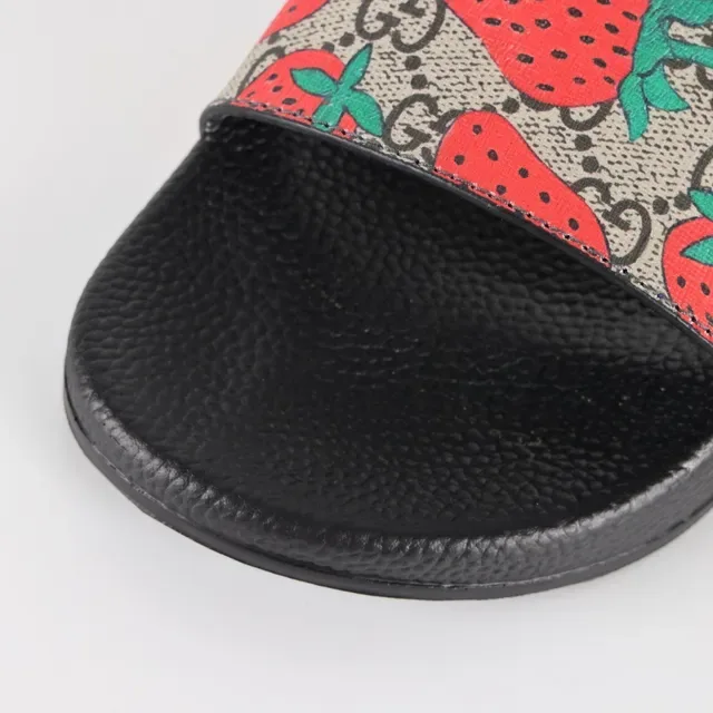 Gucci Screener Strawberry Print Monogram Slide Slippers 5