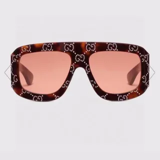 Gucci Screener حراشيف السلاحف GG-Studded نظارات شمسية مربعة oversized