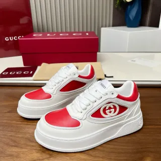 Gucci Screener Zapatillas Lifestyle de Cuero Blanco y Rojo