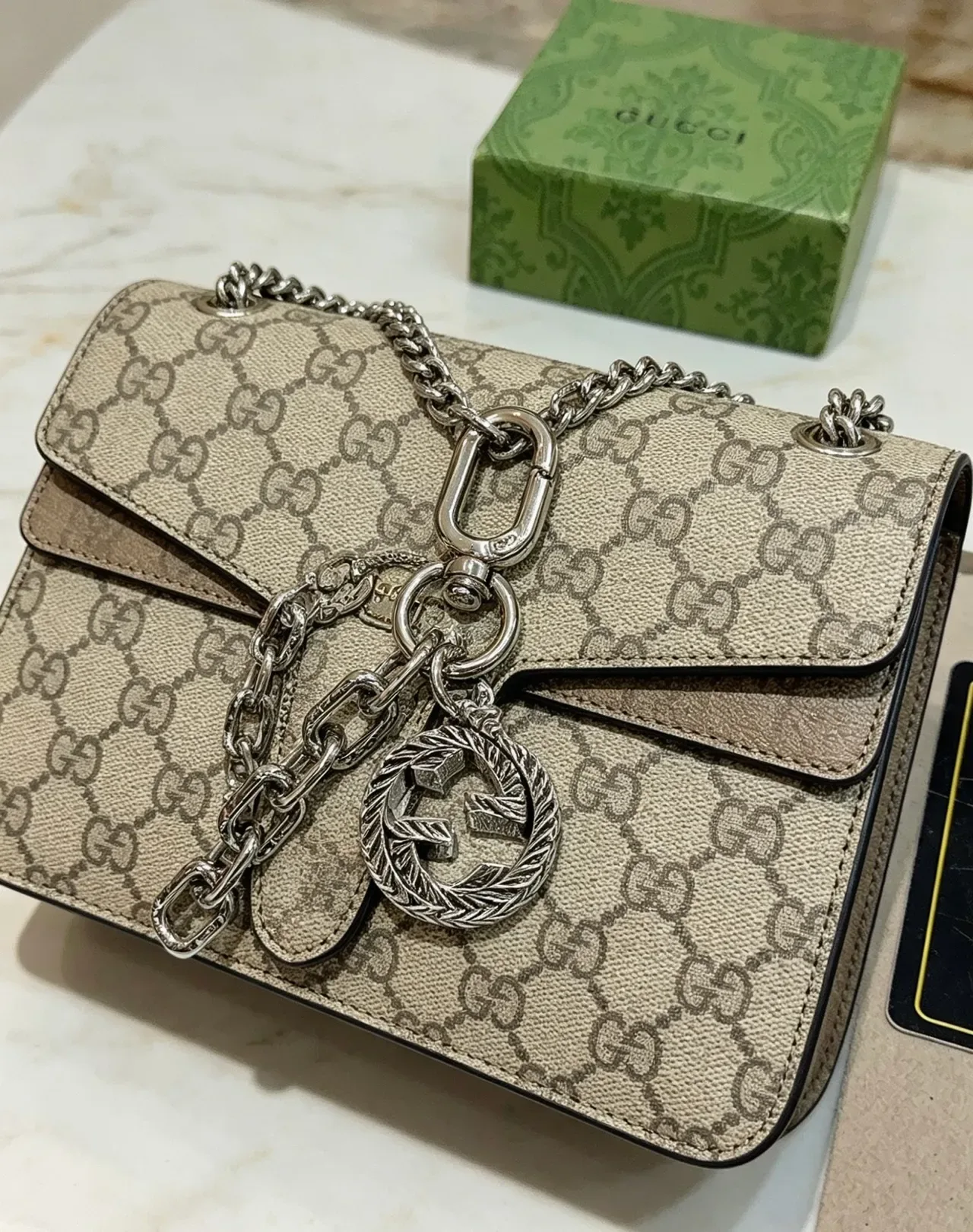 Gucci Silver Interlocking G Logo Rope-Textured Border Jewelry 8
