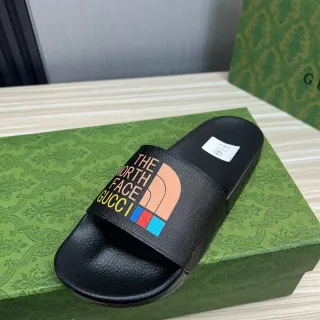 Gucci Slide Black Multicolor Leather-Textured Sole Woven Strap Slippers