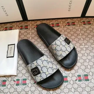 Gucci Slide GG Monogram Canvas Black 拖鞋