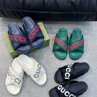 Gucci Slide Wide Strap Logo Slippers