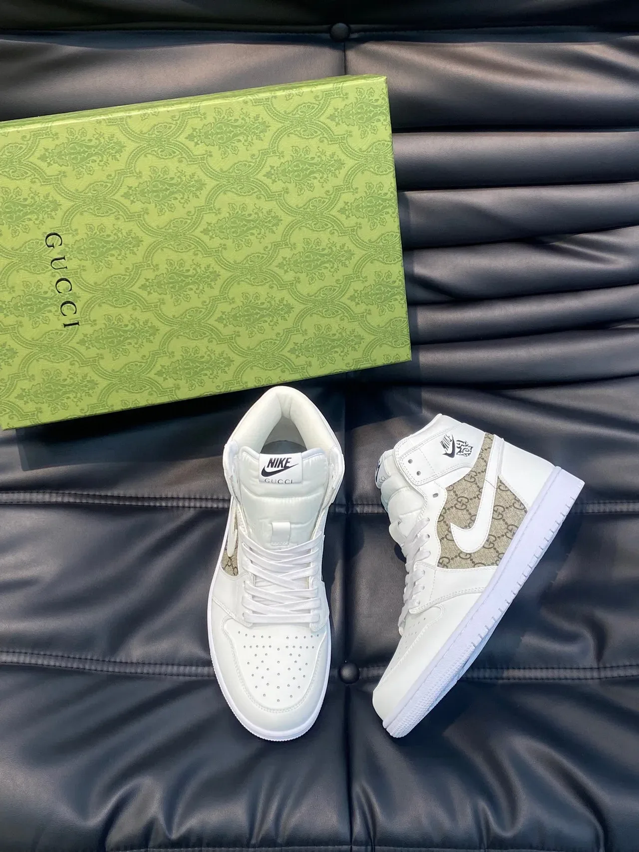Gucci x Nike Air Jordan 1 Branco GG Monograma Lifestyle Sneakers 3