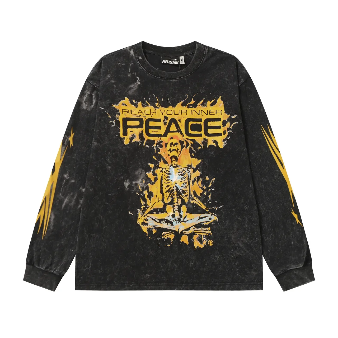 T-shirt à manches longues Hellstar délavé à l'acide effet usé imprimé graphique 2