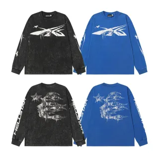 Hellstar Graphic Print Acid-Wash Long-Sleeve T-Shirt