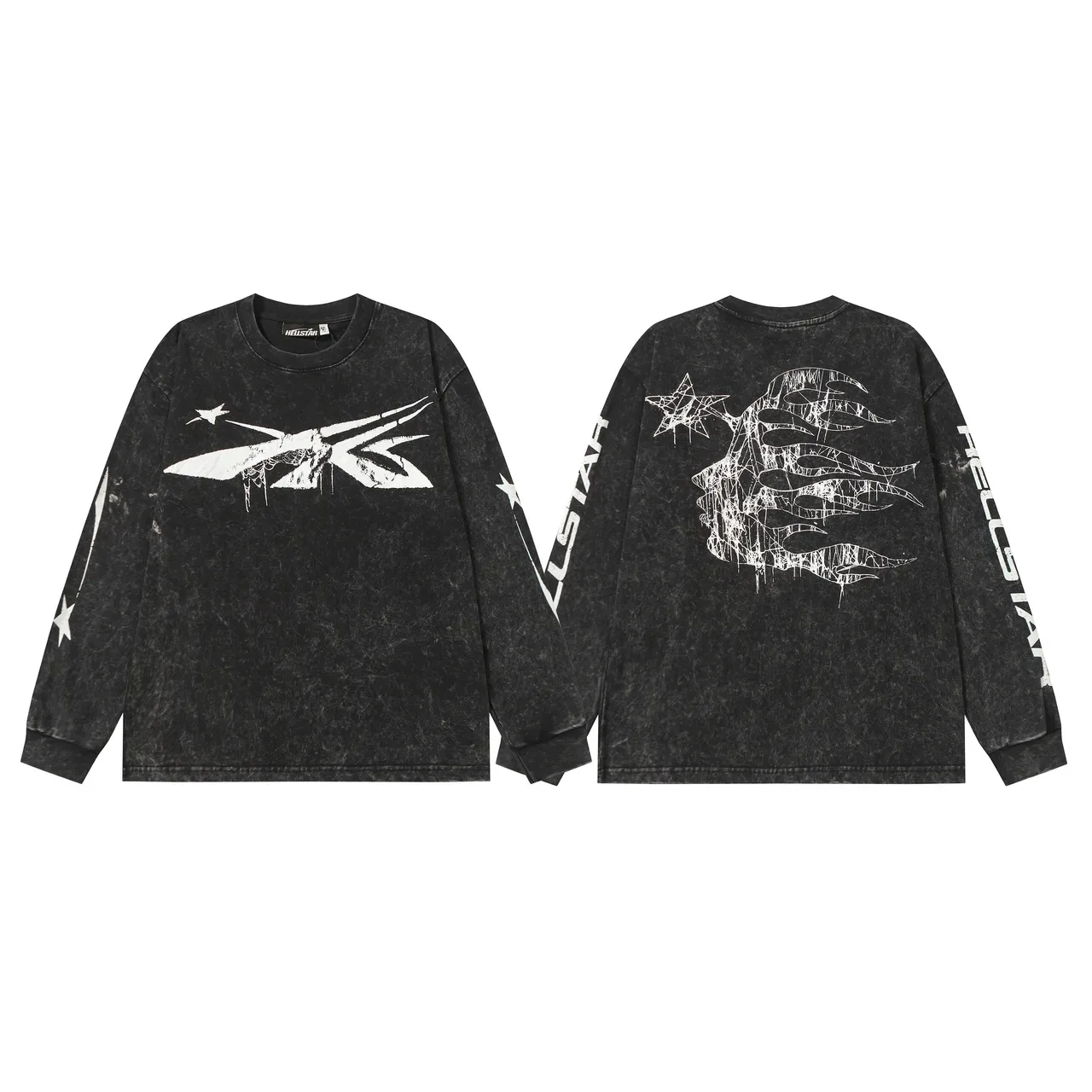 Hellstar Graphic Print Acid-Wash Long-Sleeve T-Shirt 3