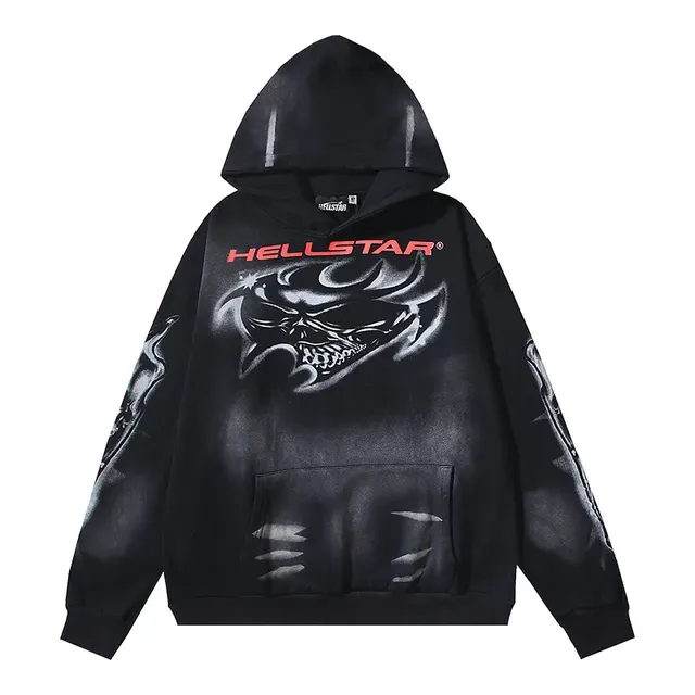Hellstar Impresión Gráfica Hoodie Negro Oversized 2