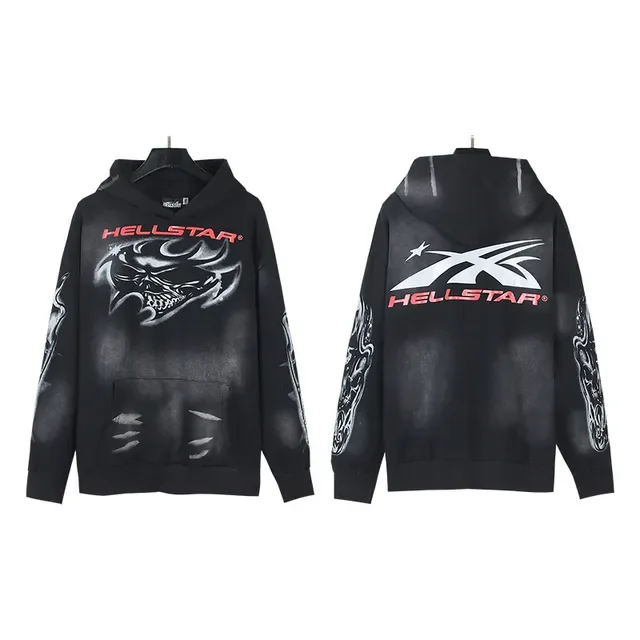Hellstar Impresión Gráfica Hoodie Negro Oversized 3
