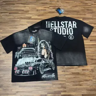 Hellstar Graphic-Print Oversized Black T-Shirt